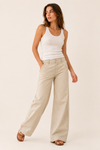 Pantalon beige jambe ample à taille basse seconde main - Jacob Connexion- La Penderie du Paradis