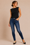 Jeans bleu foncé délavé à jambe étroite seconde main - Guess- La Penderie du Paradis