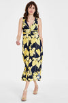 Robe maxi marine à imprimé floral jaune* seconde main - Tommy Hilfiger- La Penderie du Paradis