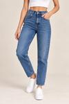 Jeans bleu foncé à taille haute* seconde main - Zara- La Penderie du Paradis