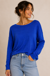Chandail en tricot indigo texturé seconde main - Bedo- La Penderie du Paradis
