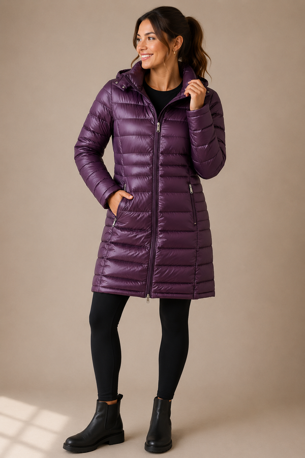 Manteau en duvet puffer bourgogne* seconde main - Andrew Marc- La Penderie du Paradis
