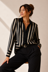 Chemise satinée noire à imprimé chaîne seconde main - Modern Works- La Penderie du Paradis