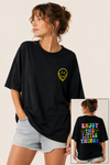 T-shirt noir oversized Smiley ''enjoy the little things'' seconde main - Romwe- La Penderie du Paradis