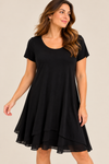 Robe noire fluide à ourlet étagé seconde main - Jana- La Penderie du Paradis