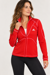 Veste de sport zippée rouge à coutures contrastantes seconde main - Adidas- La Penderie du Paradis