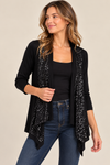 Cardigan noir ouvert à bordures de paillettes* seconde main - Soaked In Luxury- La Penderie du Paradis