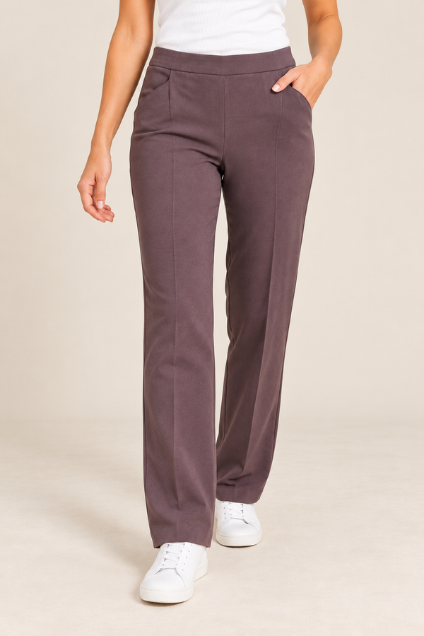 Pantalon droit extensible gris seconde main - Emotions- La Penderie du Paradis