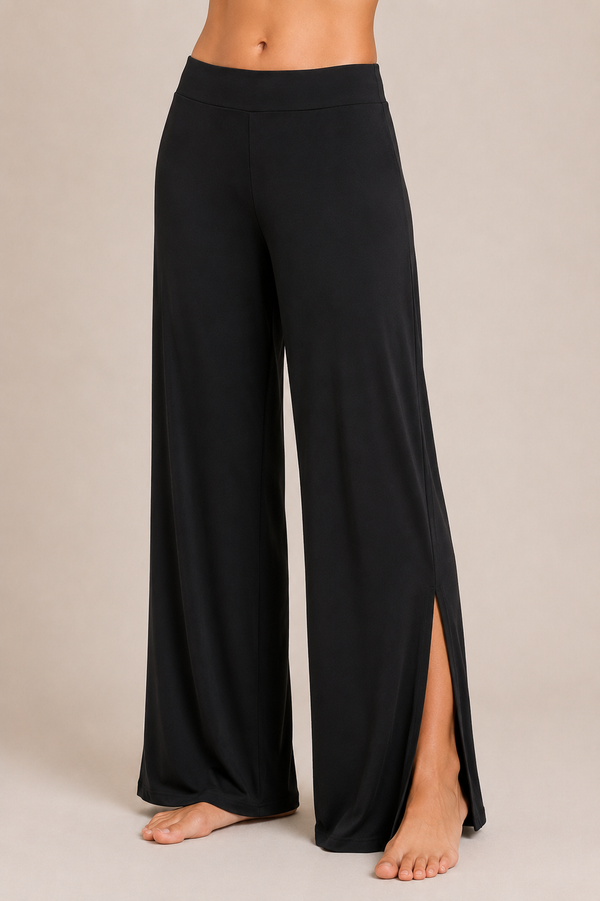 Pantalon noir fluide à jambe ample fendue* seconde main - Autres- La Penderie du Paradis