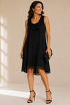 Robe cocktail noire à fleurs en relief* seconde main - Terra Nostra- La Penderie du Paradis