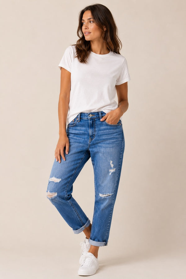 Jeans boyfriend troué (l) seconde main - Levi's- La Penderie du Paradis