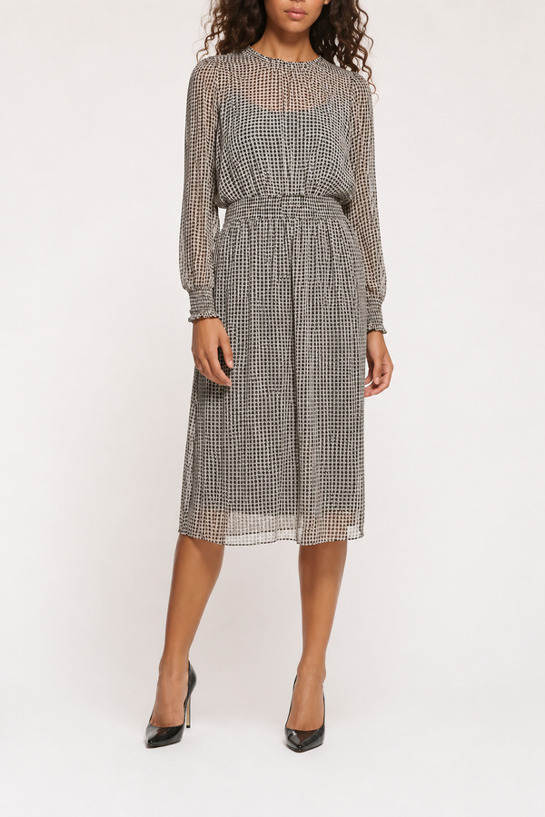 Robe noire et beige motif pied de poule (l) seconde main - Tommy Hilfiger- La Penderie du Paradis