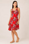 Robe rouge fleurie (l) seconde main - mandee- La Penderie du Paradis