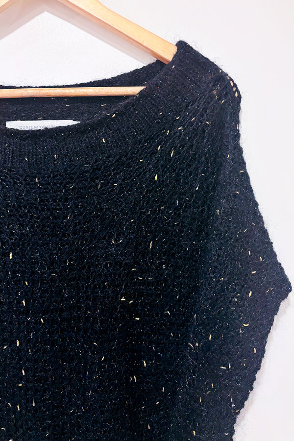 Chandail noir et or en tricot transparent (s)-Simons-La Penderie du Paradis 🕊