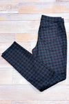 Grey plaid pants with elastic waistband (s)