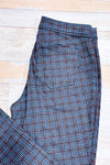 Grey plaid pants with elastic waistband (s)