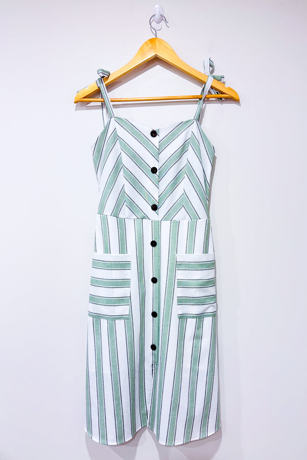 Robe rayée blanche et verte (l)*-Monteau-La Penderie du Paradis 🕊