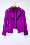 Veste ouverte mauve en suède seconde main - Laura- La Penderie du Paradis