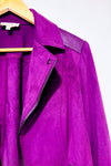 Veste ouverte mauve en suède seconde main - Laura- La Penderie du Paradis