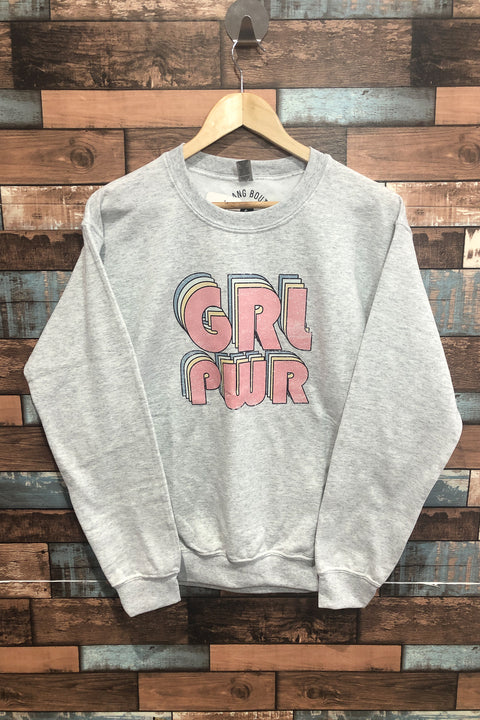 Chandail crewneck oversized ''GRL PWR'' seconde main Girl Gang Small Gris 