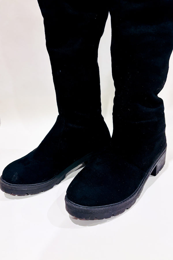 Bottes noires longues avec dentelle (8) seconde main - Autres- La Penderie du Paradis