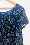 Robe d'été fluide fleurie marine seconde main - George- La Penderie du Paradis
