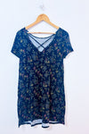 Robe d'été fluide fleurie marine seconde main - George- La Penderie du Paradis