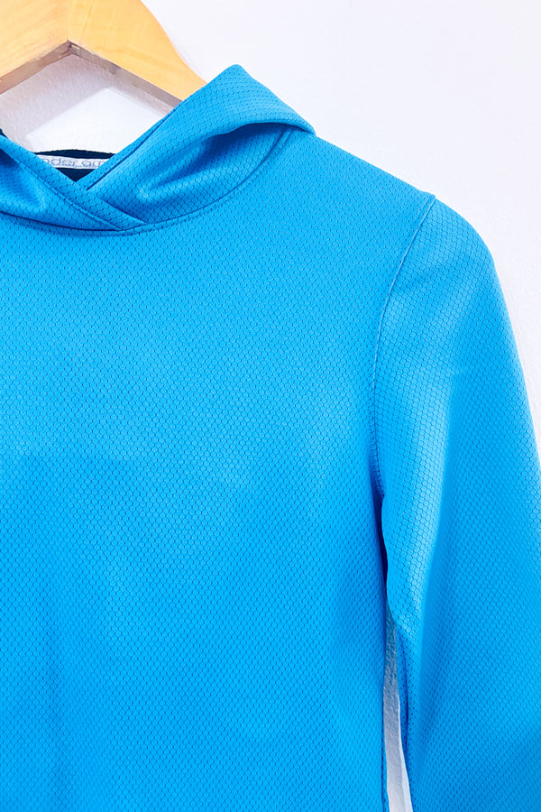 Chandail de sport turquoise à capuchon seconde main - Under Armour- La Penderie du Paradis