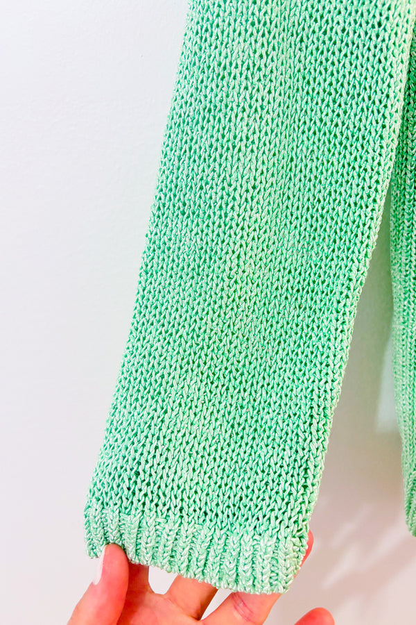 Chandail en maille vert menthe ouvert au dos seconde main - Club Monaco- La Penderie du Paradis