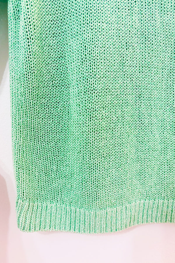 Chandail en maille vert menthe ouvert au dos seconde main - Club Monaco- La Penderie du Paradis