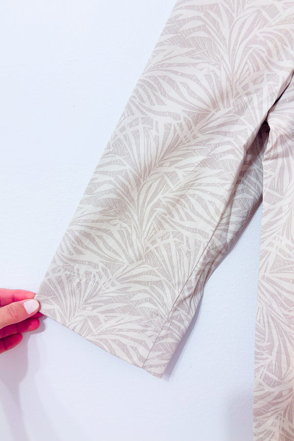 Veste à boutons beige motif feuilles seconde main - Chico's- La Penderie du Paradis
