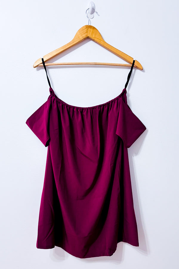 Robe mauve à épaules dénudées seconde main - Sincerely Mary- La Penderie du Paradis