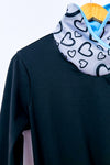 Robe noire à motifs cœurs et col montant seconde main - Misslook- La Penderie du Paradis