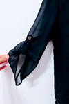 Blouse noire transparente à dos en dentelle seconde main - American Dream- La Penderie du Paradis