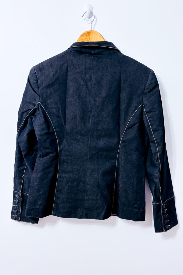 Veston charcoal effet denim à surpiqûres seconde main - Jessica- La Penderie du Paradis