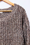 Tricot ample brun chiné en maille seconde main - Garage- La Penderie du Paradis