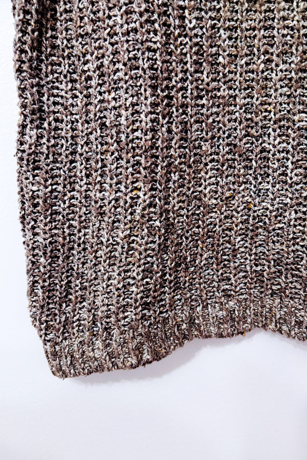 Tricot ample brun chiné en maille seconde main - Garage- La Penderie du Paradis