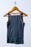 Camisole grise côtelée avec dentelle contrastante seconde main - Poof Authentic- La Penderie du Paradis