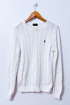 Tricot blanc torsadé en coton* seconde main - Ralph Lauren- La Penderie du Paradis
