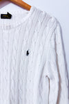 Tricot blanc torsadé en coton* seconde main - Ralph Lauren- La Penderie du Paradis