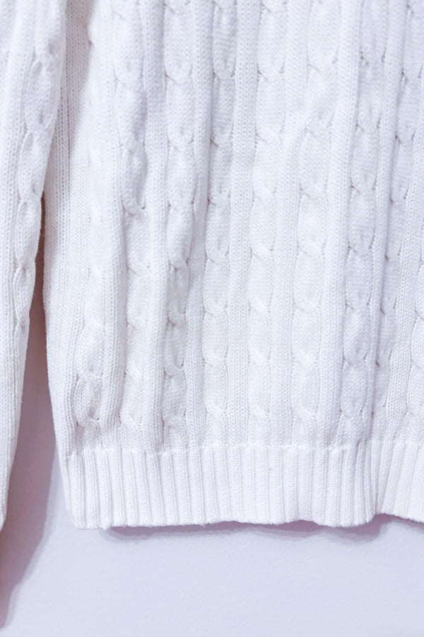 Tricot blanc torsadé en coton* seconde main - Ralph Lauren- La Penderie du Paradis
