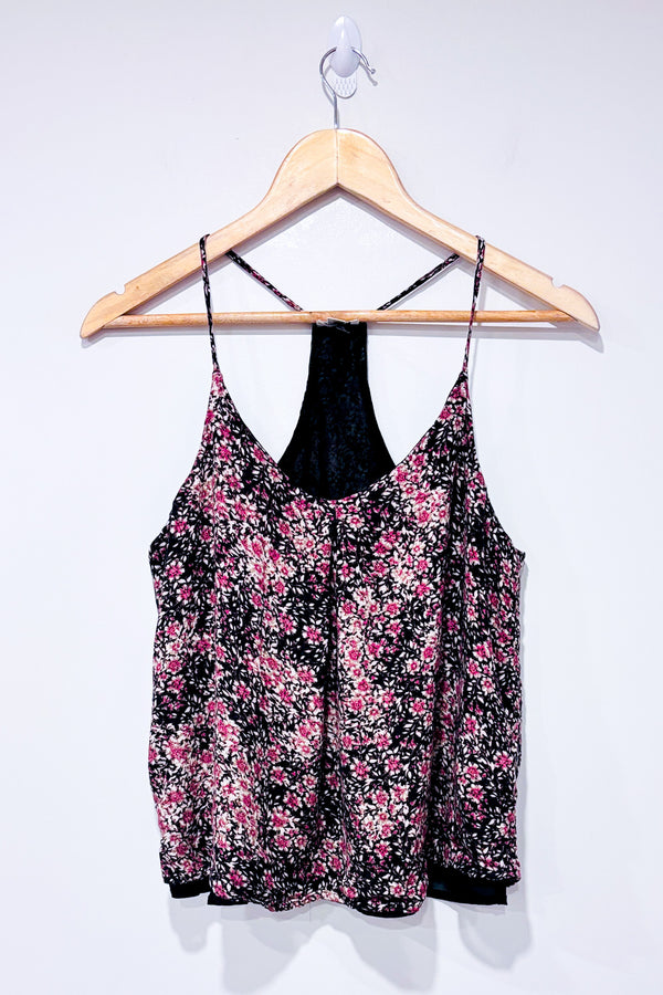 Camisole fleurie noire et mauve (s)-Dynamite-La Penderie du Paradis 🕊