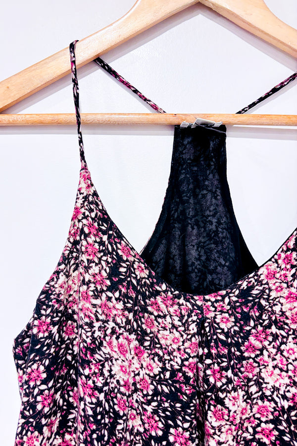 Camisole fleurie noire et mauve (s)-Dynamite-La Penderie du Paradis 🕊