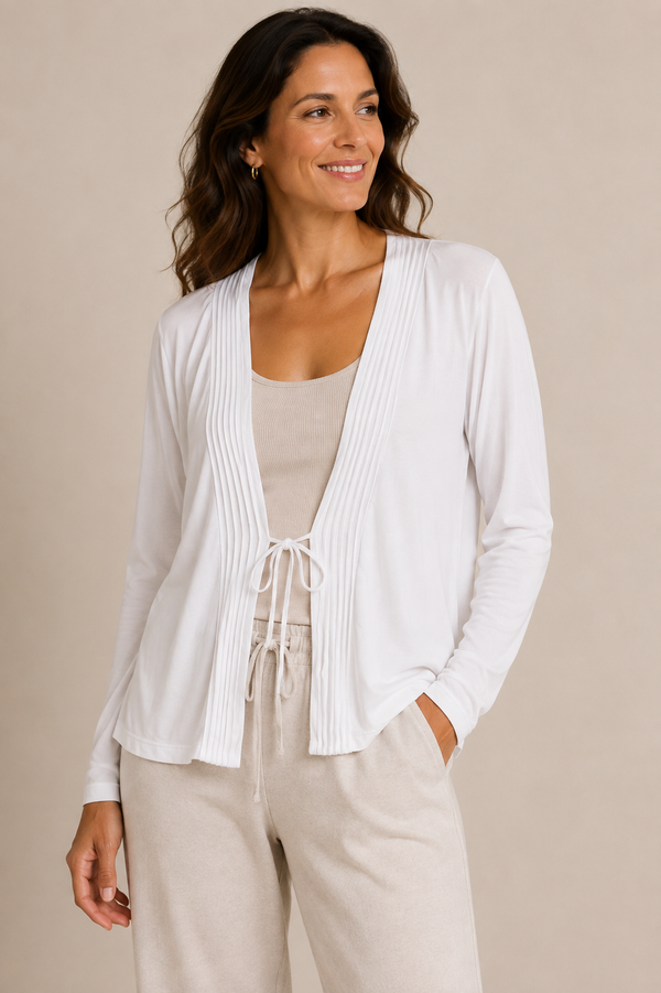 Cardigan blanc à nouer seconde main - Les Collections Mat- La Penderie du Paradis