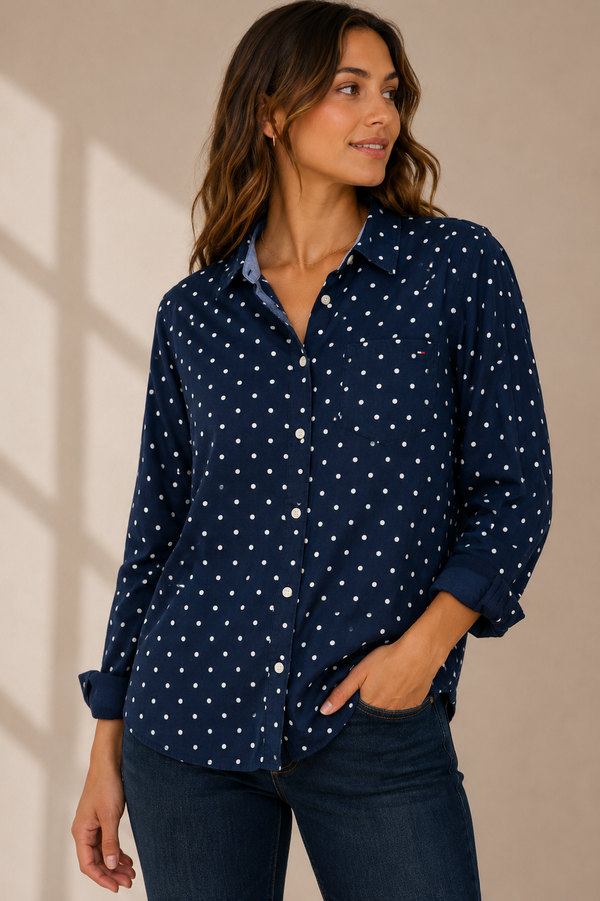 Chemise marine à pois* seconde main - Tommy Hilfiger- La Penderie du Paradis