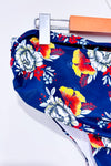 Bas de maillot de bain marine fleuri à taille haute (xl)-Autres-La Penderie du Paradis 🕊