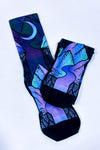 Purple stockings with forest pattern (s/m)