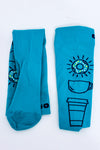 Chaussettes performance turquoise à motif café seconde main - Figs- La Penderie du Paradis