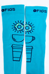 Chaussettes performance turquoise à motif café seconde main - Figs- La Penderie du Paradis