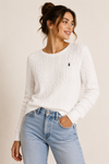 Tricot blanc torsadé en coton* seconde main - Ralph Lauren- La Penderie du Paradis